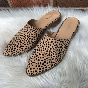 JustFab Cream and Black Speckled Destinee Slip On Block Heeled Mules Shoes